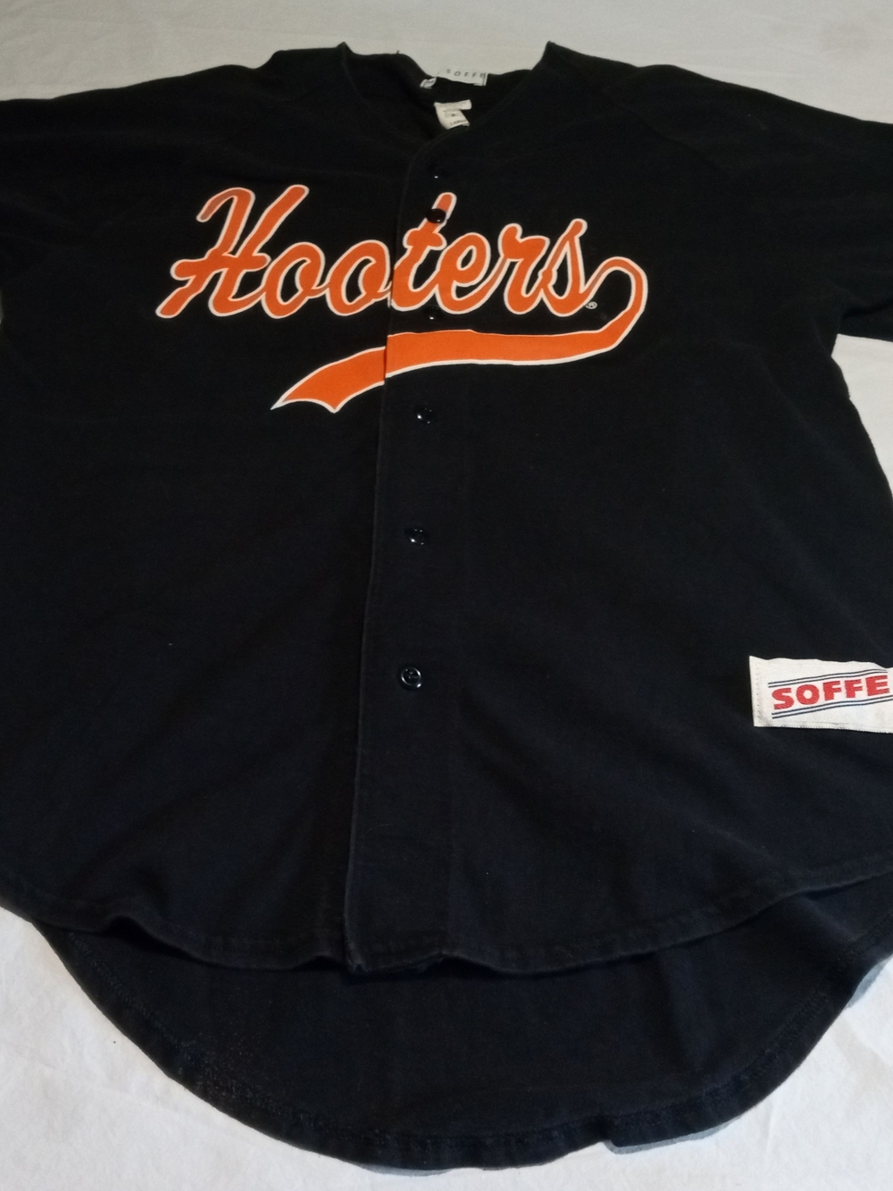 Hooters Black and Orange Button-Up Baseball Jersey